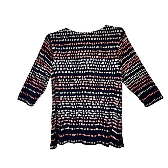 JM Collection Womens XL Geometric Print 3/4 Sleeve Tunic Studded Detail V Neck - Picture 2 of 10